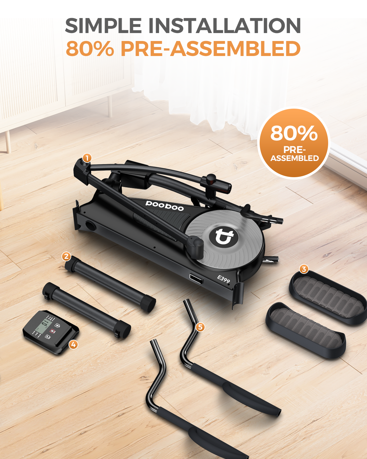 Elliptical Machine Elliptical Trainer for Home with Quiet Magnetic 16 Resistance