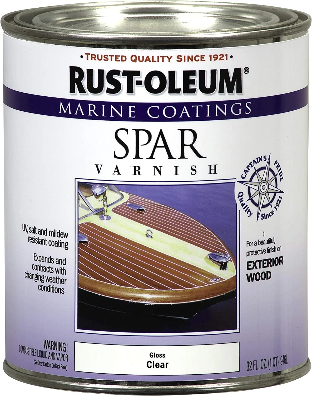 RUST-OLEUM  QT CAN GLOSS CLEAR MARINE COATINGS SPAR VARNISH 207008-FREE SHIP-BN8