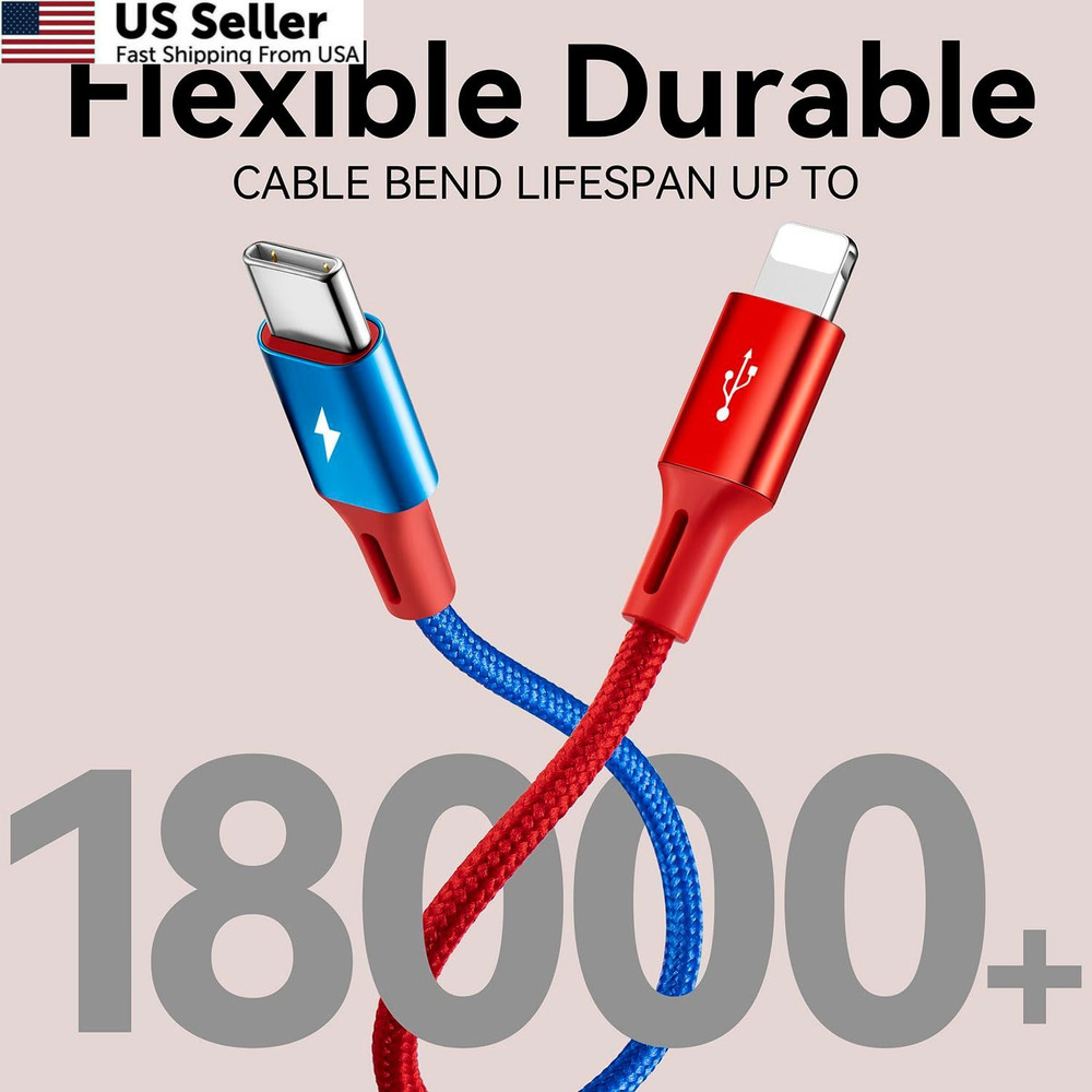 Multi Charging Cable 3.5A, [2Pack 6Ft] 4 in 1 Multiple Cord 6ft, Red