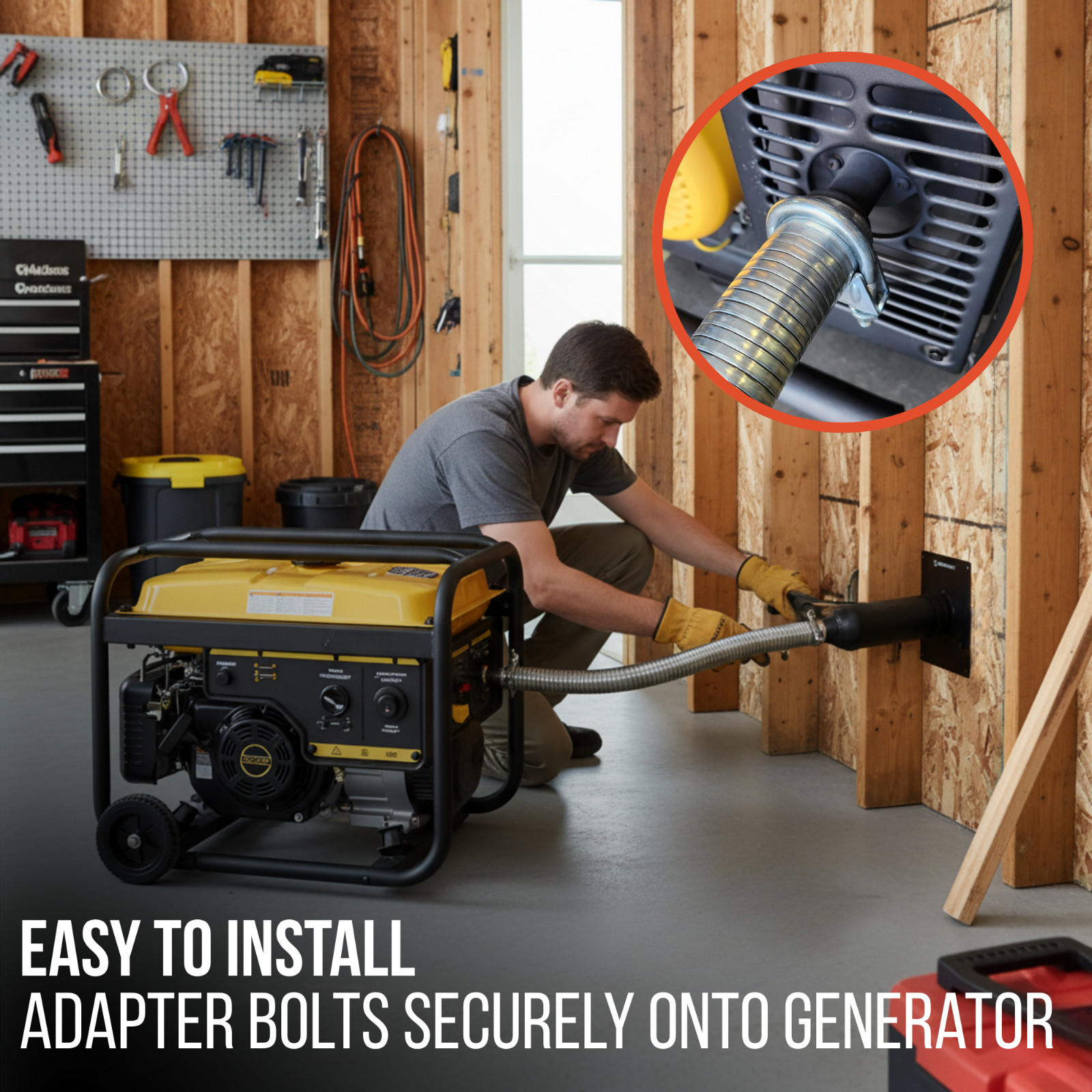 Generator Exhaust Extension Muffler w/Wall Mounting Kit - Universal Fit