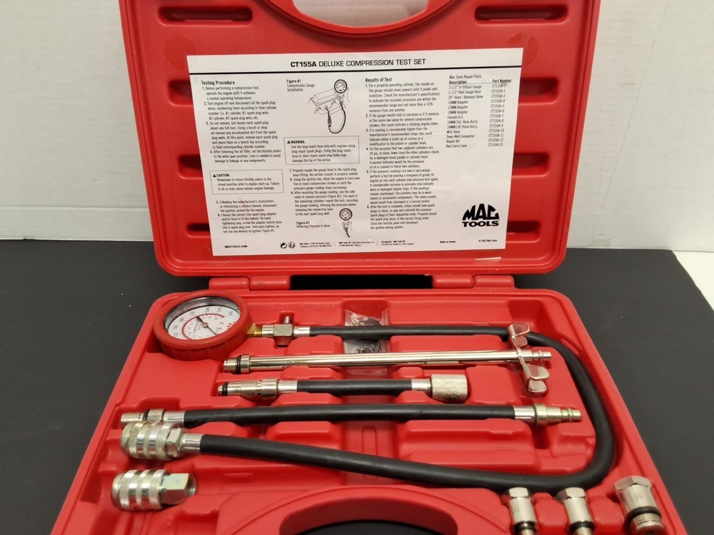 MAC TOOLS DELUXE COMPRESSION TEST KIT- CT155A - USED, VERY NICE