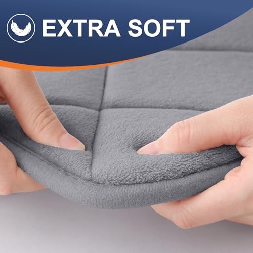 Memory Foam Bath Mat 30x20, Ultra Geometric 30" x 20" Rectangular Medium Grey