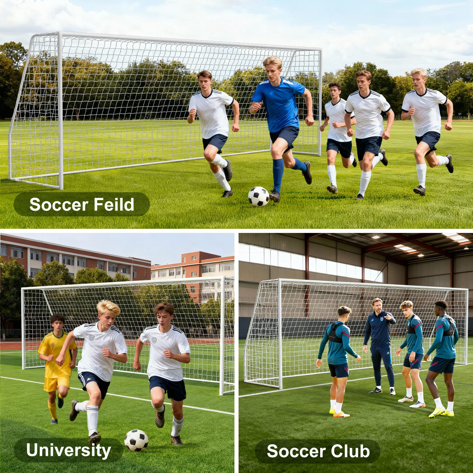 Professional Steel Soccer Goals - 18/21/24ft Sizes for Outdoor Training