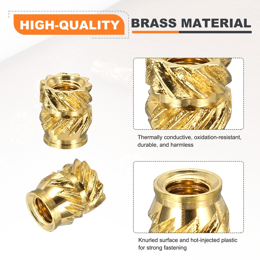 40Set M3 Heat Threaded Inserts 5mm OD, 7mm Height, Brass Nut