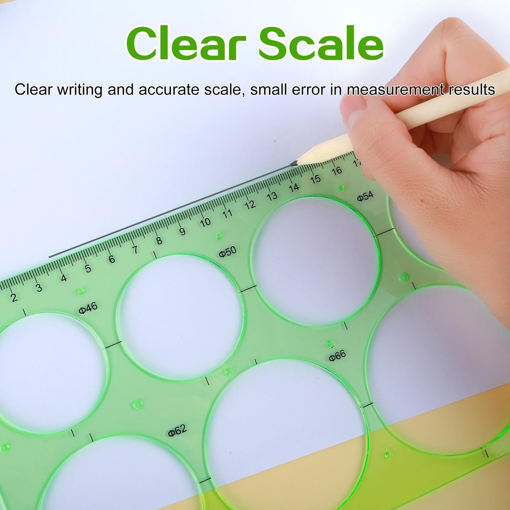 Circle Template for Drawing Drafting, 4Pcs Plastic Circle/Oval/Triangle Shape