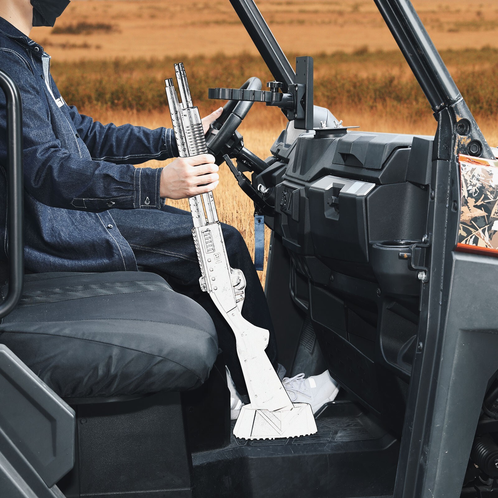 UTV Gun Holder Tool Rack Grip Clamps Rifle Holder For Polaris Ranger XP General