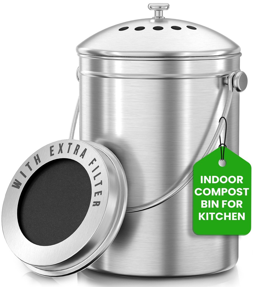 Kitchen Compost Bin for Kitchen Countertop - 1.3 Gallon Compost Bucket
