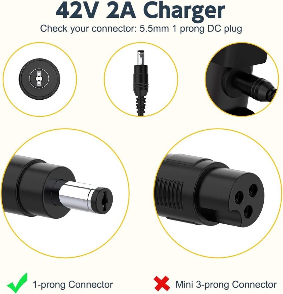 42V 2A Charger for Hover-1 Dynamo H1-DMO DSA-DMO-BF20 Foldable Electric Scooter