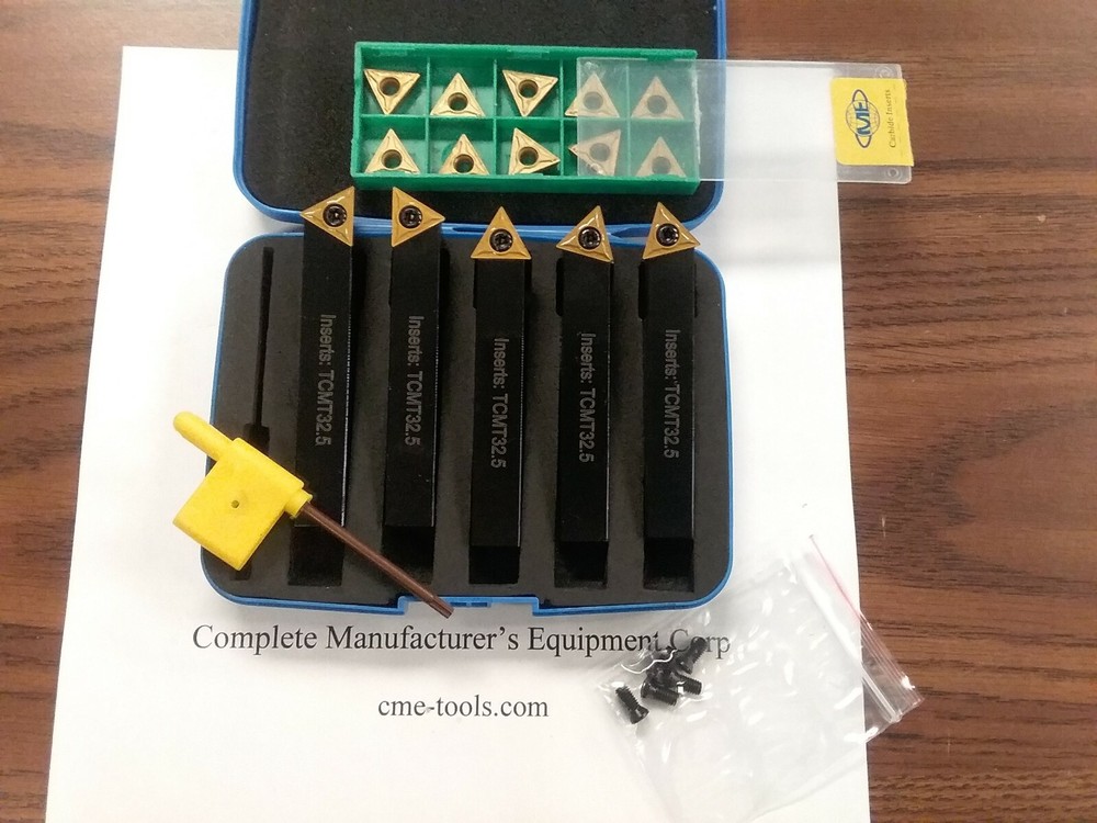 1/2" Indexable Turning Tool Bits 5pcs set & extra 10 TCMT32 Inserts #TOBC121