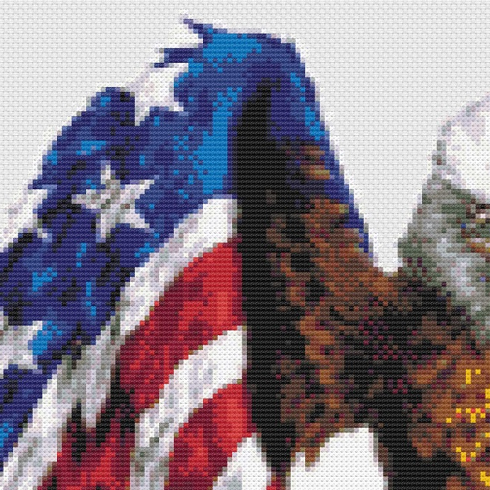 USA Patriotic Bald Eagle American Flag Counted Cross Stitch Pattern Chart Grid