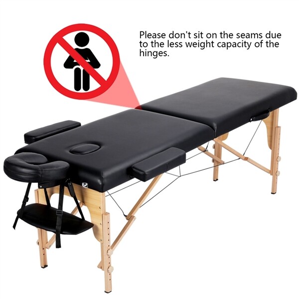 Portable Massage Table Lash Bed Tattoo Table Beauty Folding Bed Adjustable Black