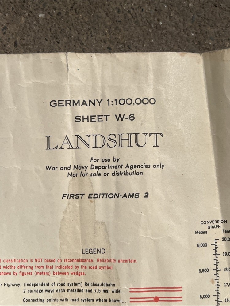 WW2 US Army Map Landshut Germany 1943 (DD92