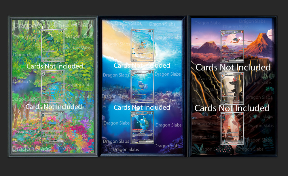 x3 Pokémon 151 Starter Evolution Set Pokémon Card Display Frames