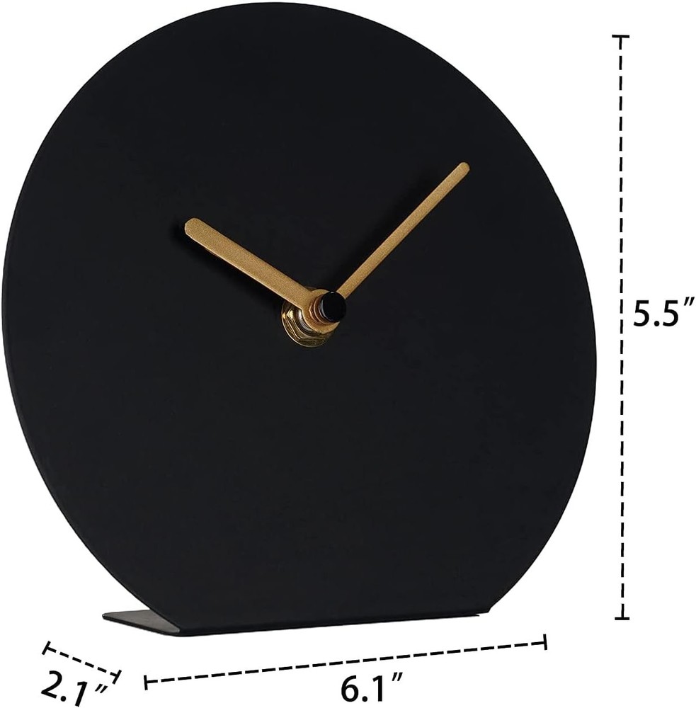 SOFFEE DESIGN 6'' One-Piece Table Clocks Without Scale Black Tabletop Clock