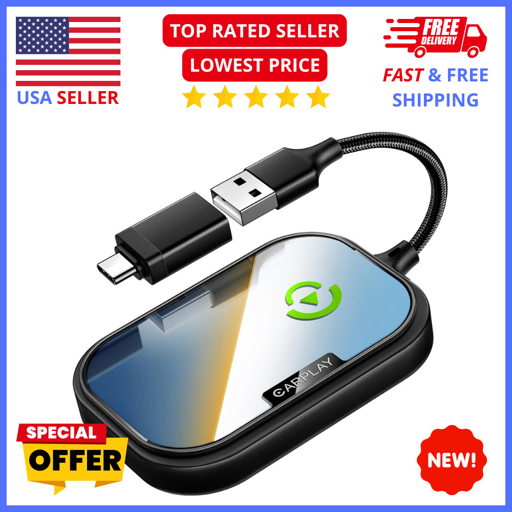 Wireless Apple CarPlay Adapter Plug Play Auto Connect iPhone Cars