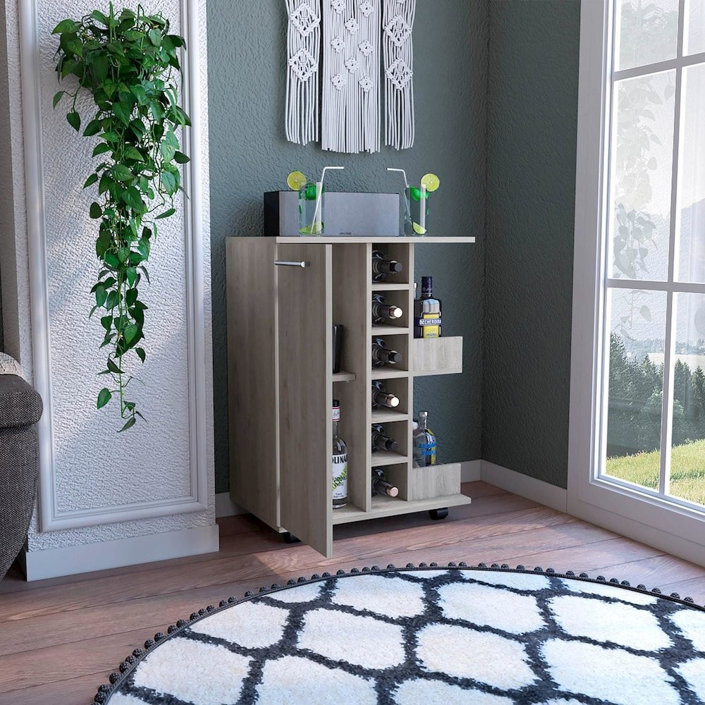 Bar Cart Light Gray MDF
