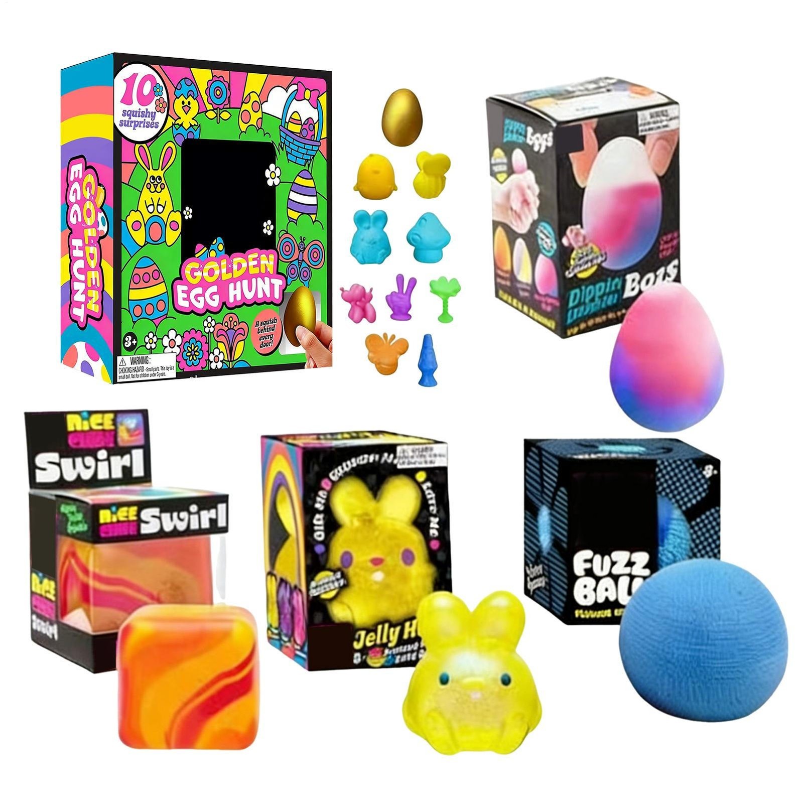 Golden Egg Hunt - Sensory Squeeze Toy Pudding Set Easter Fidget Toy