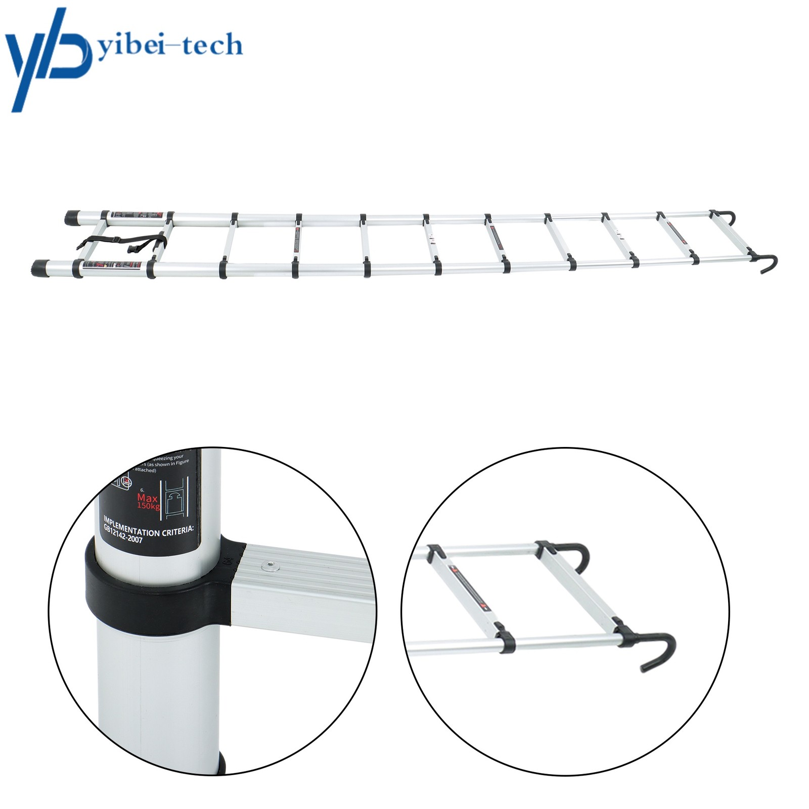 10.5 FT Telescoping Ladder Aluminum Telescopic Ladder with Hooks & Stabilizer