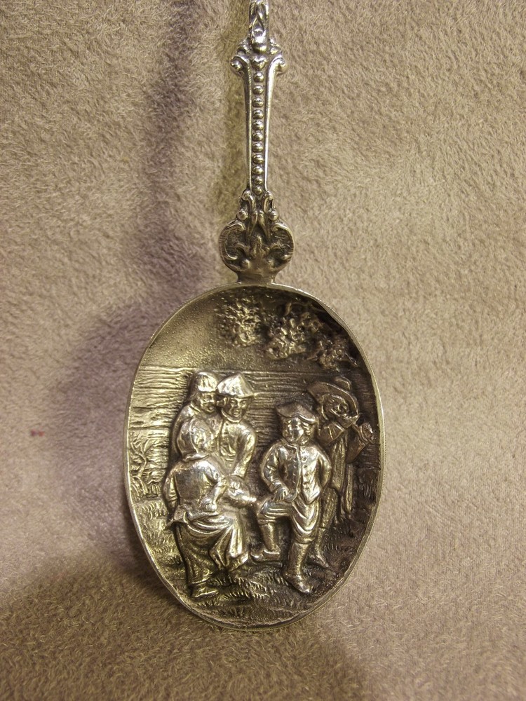 Dutch Silver Souvenir Spoon ~ Dance Scene