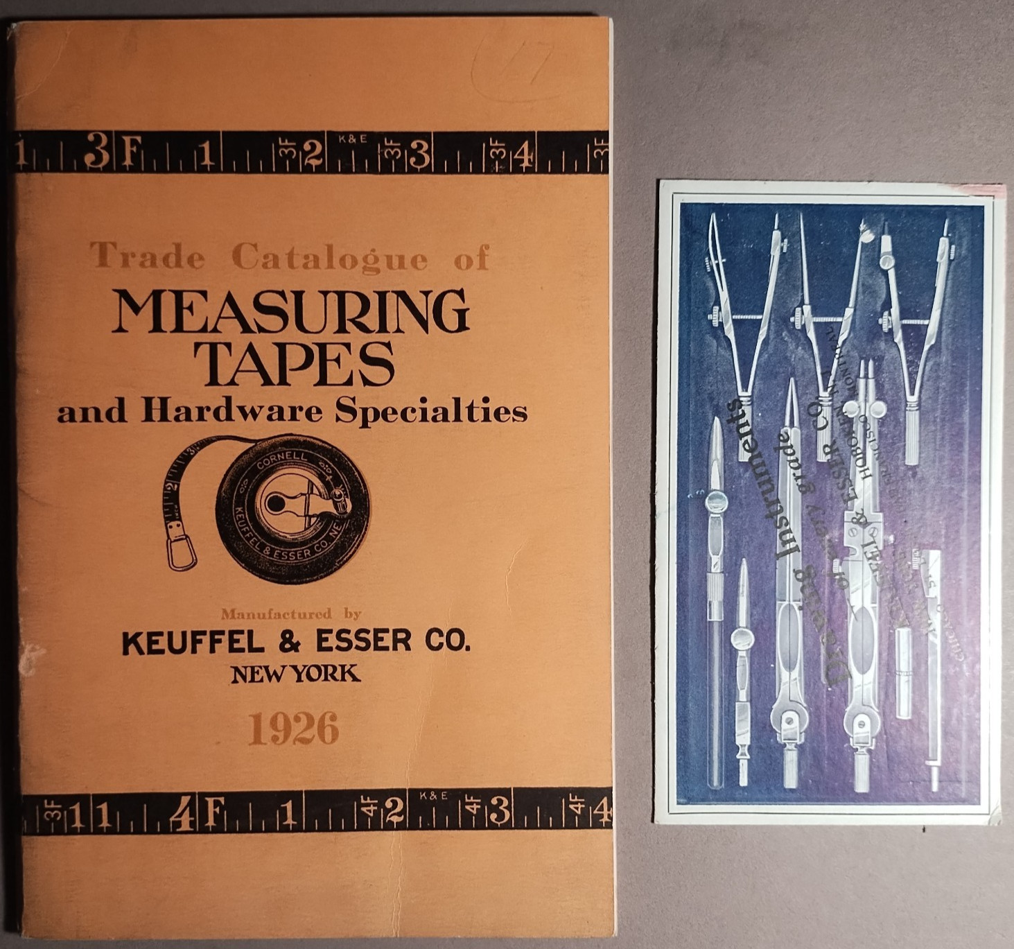 1926 Keuffel & Esser K&E Measuring Tape Folding Rule Catalog + Ink Blotter B6-26