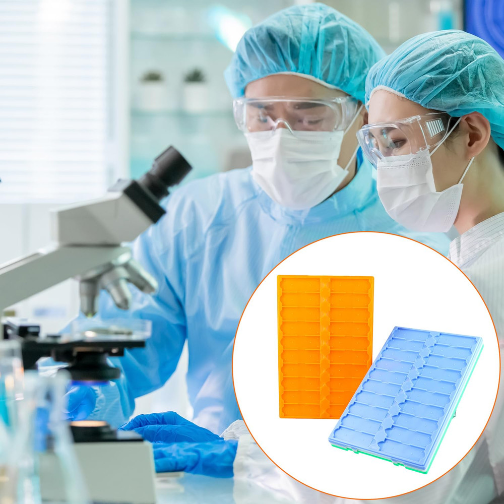 Stackable Microscope Slide Tray Set 4Pc 20-Slot Anti-Slip Lab Slide Storage Rack