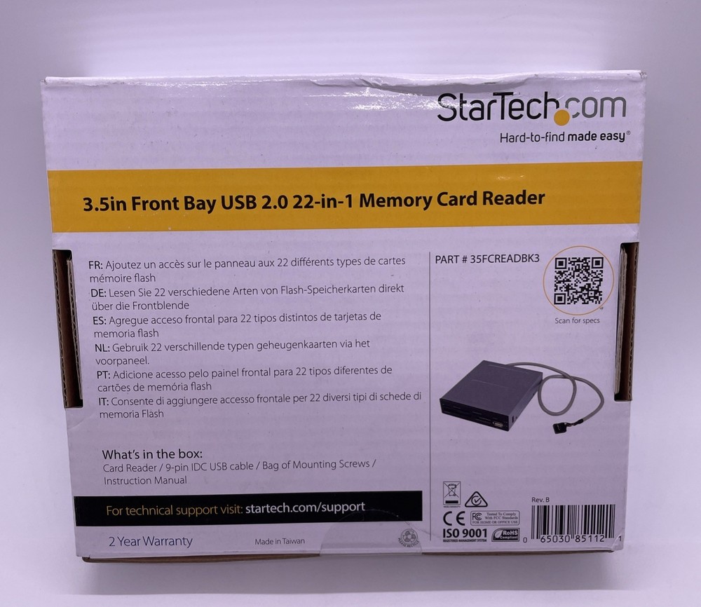 StarTech 35FCREADBK3 Internal 3.5” Multi Card Reader USB – CF SD microSD MS xD