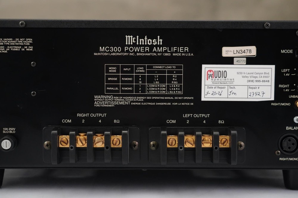McIntosh MC300 Solid State 300W Power Amplifier Serviced #48192