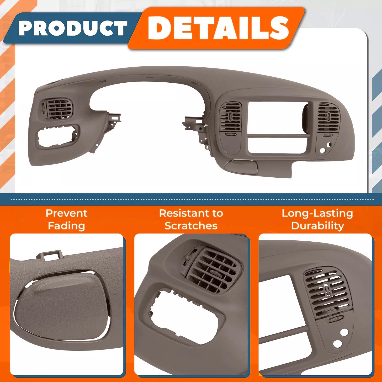 For Ford F150 Expedition 1997-2003 Brown Dash Pad Bezel +Center Dash Radio Bezel