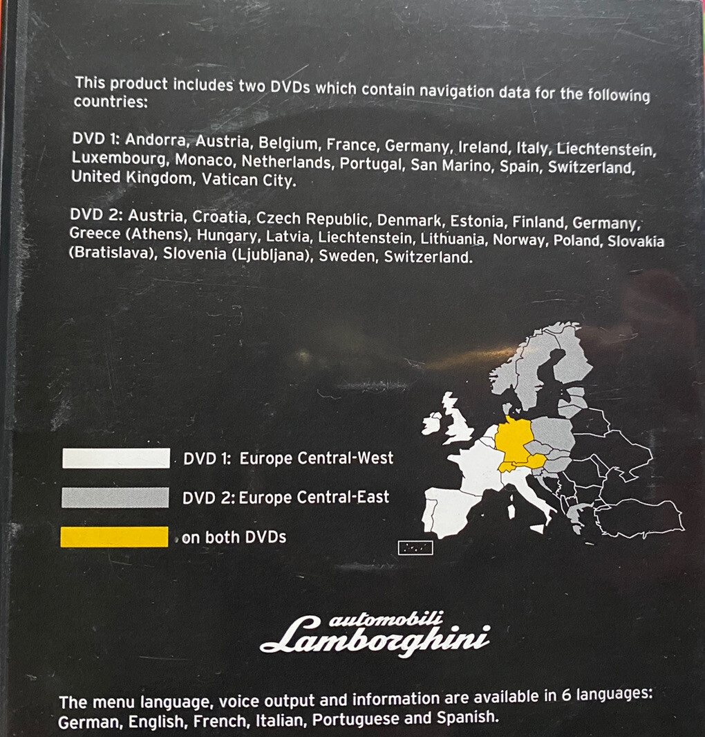 2012 Lamborghini NAVIGATION MAP DISC DVD EUROPE CENTRAL WEST EAST Gallardo LP560