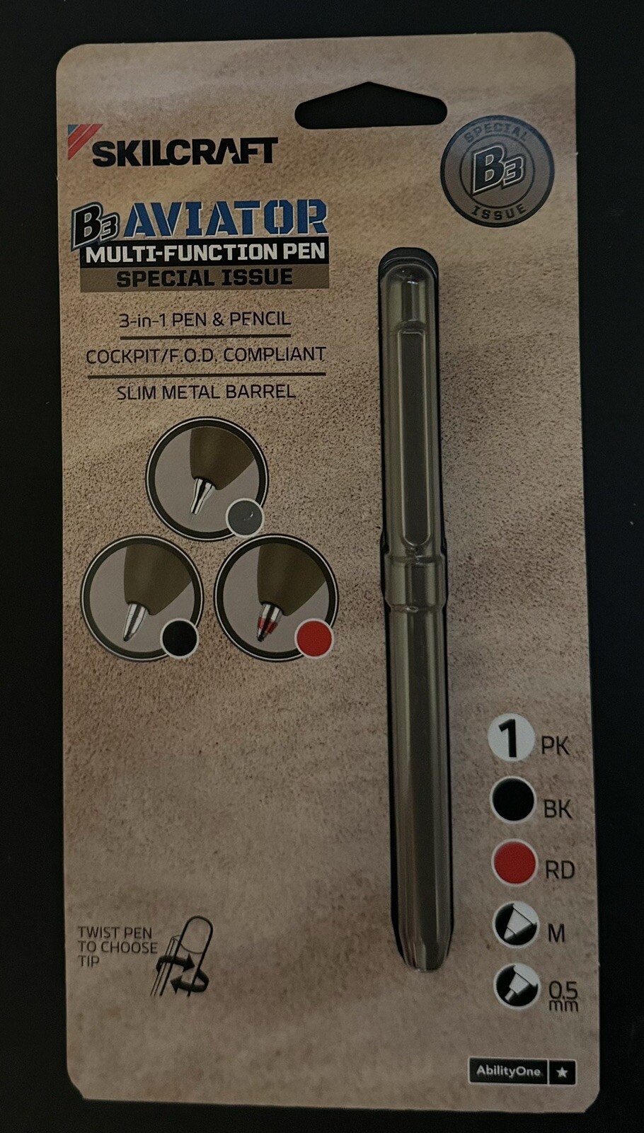 B3 Aviator Black/Red Pen and Pencil - Sand Barrel