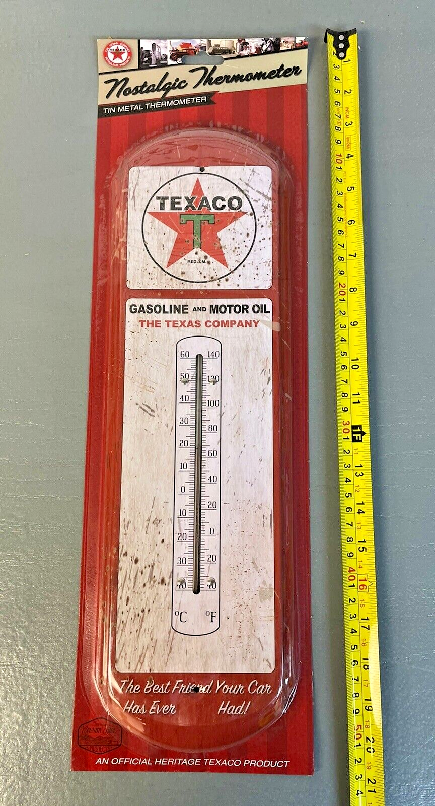 NEW! Gas & Oil TEXACO - Indoor Outdoor Metal Tin 17" Thermometer Nostalgic 40251