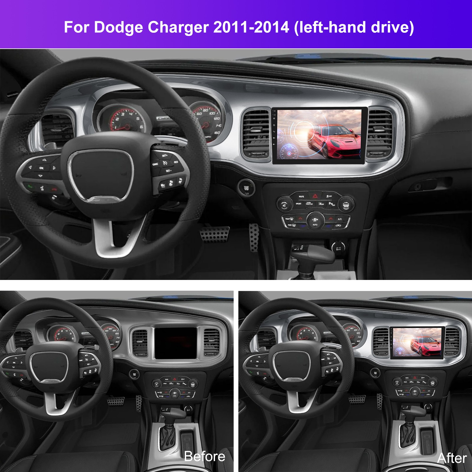 2+64GB Android 15 Car Stereo Radio GPS Navi Carplay For Dodge Charger 2011-2014