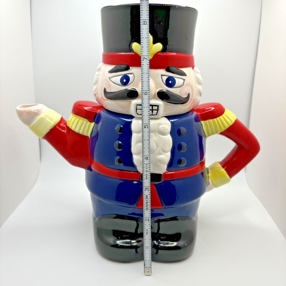 Christmas Nutcracker Tea Pot Ceramic Multi-color 8.5" Tall