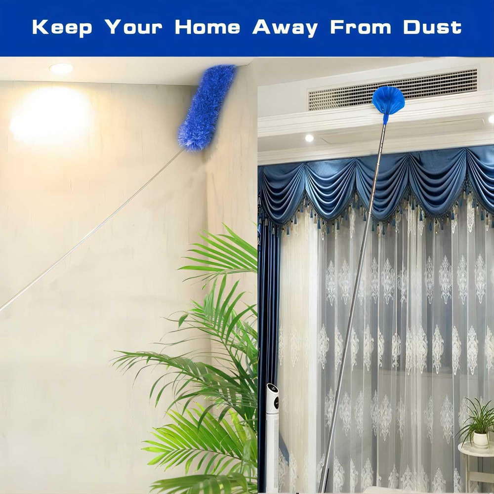 Cobweb Duster with Extension Pole, Washable Cleaning Duster Kit with 3 Duster He