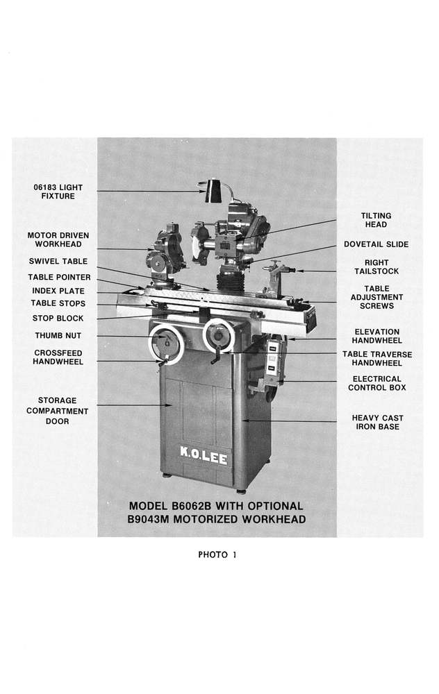K.O.LEE Universal, Tool, & Surface Grinders Instructions & Operator Manual 0821