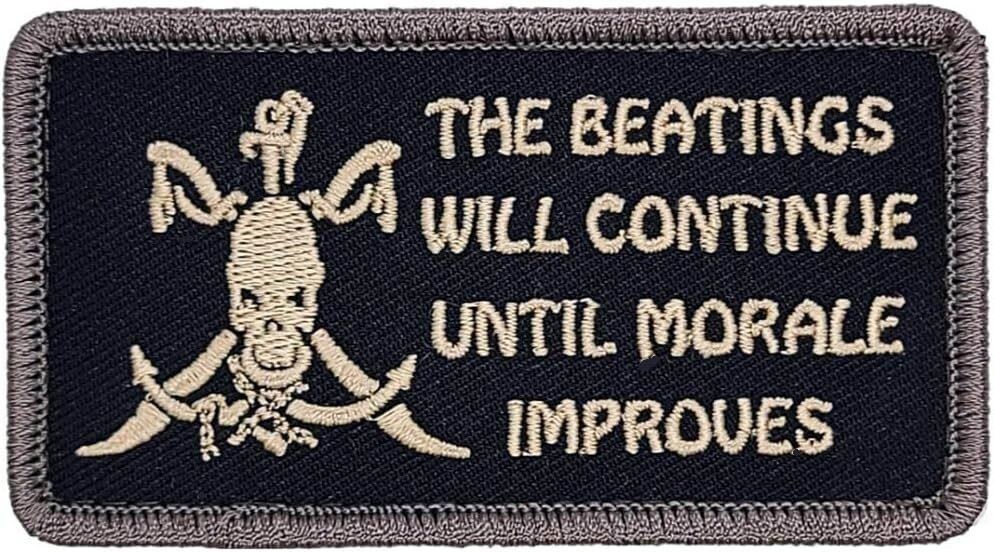 The Beatings Will Continue Until Morale Improves patch | 2PC HOOK BACK 3.5X2"
