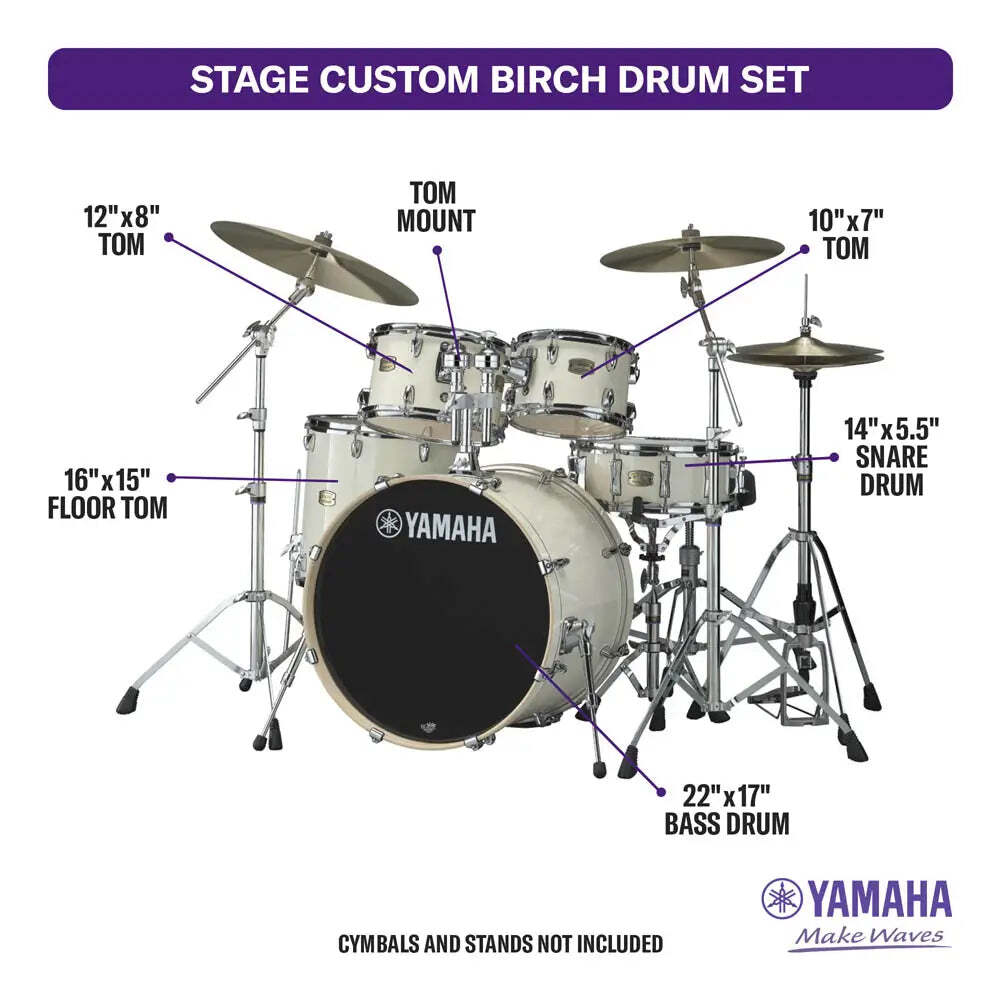 Yamaha Stage Custom Birch 5pc Drum Set w/22BD Classic White