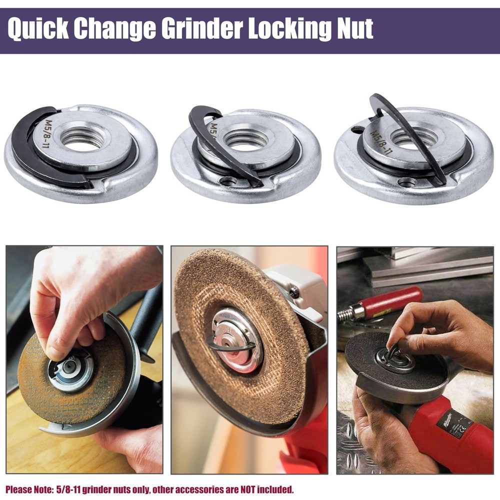 Secure Locking Mechanism Angle Grinder Flange Nuts 5/8"-11, 2Pcs Replacement Nut