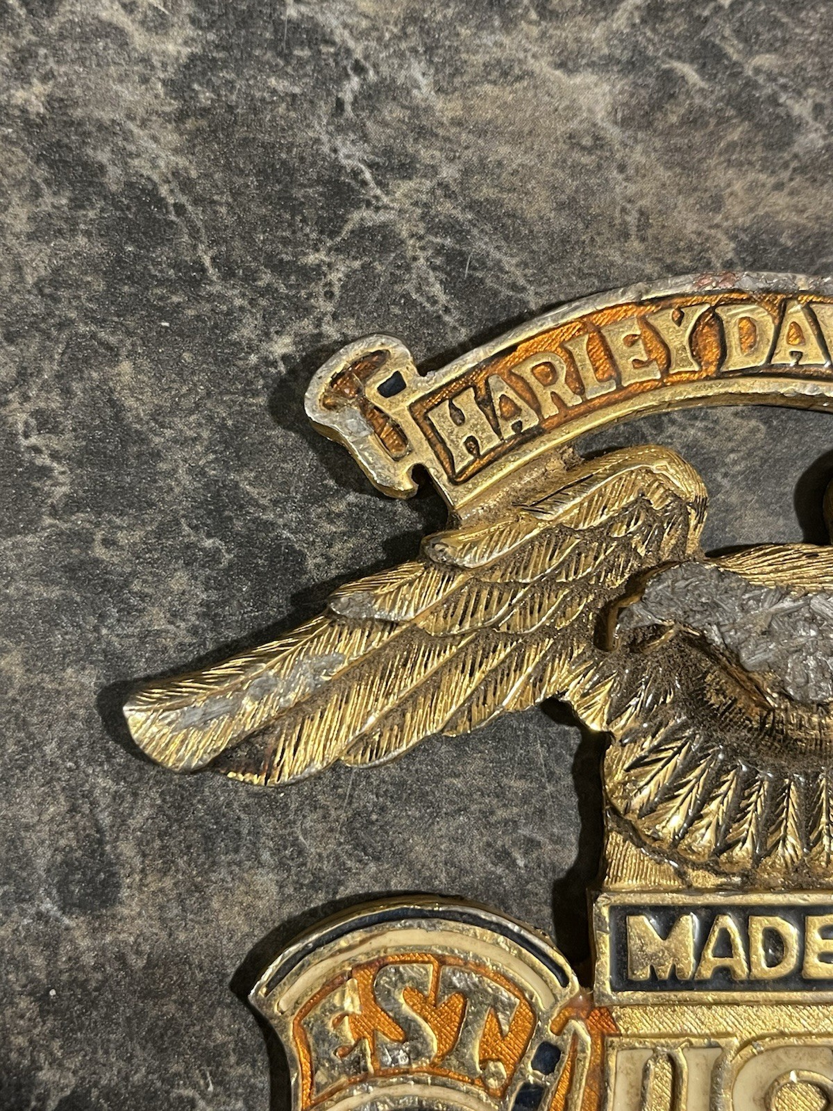 Vintage Damaged Harley Davidson Sissy Bar? Tank Badge Emblem Eat 1903 Eagle Part