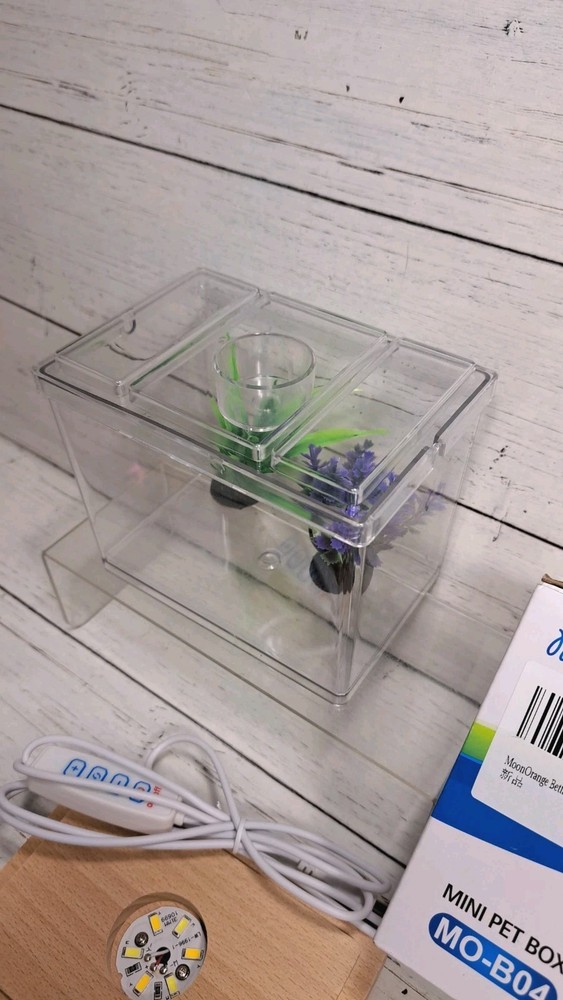 Mini Betta Fish Tank Kit with LED Light Base, Small Fish Bowl for Temporary...