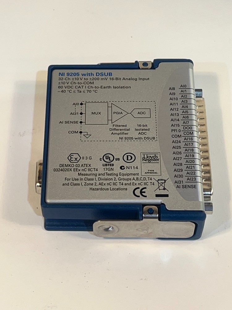 National Instruments CompactDAQ cDAQ-9181 Chassis and NI 9205 with DSUB Module