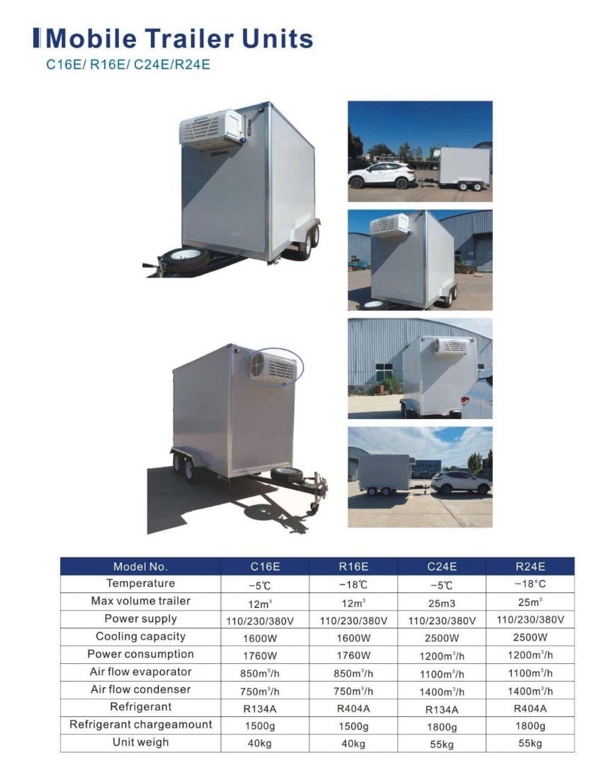 Mobile Trailer / Walk-in Freezer / Cooler Reefer Mono-block Unit 16E