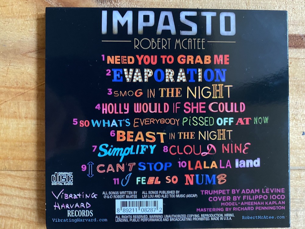AUTOGRAPHED Robert McAtee ALBUM “IMPASTO” CD