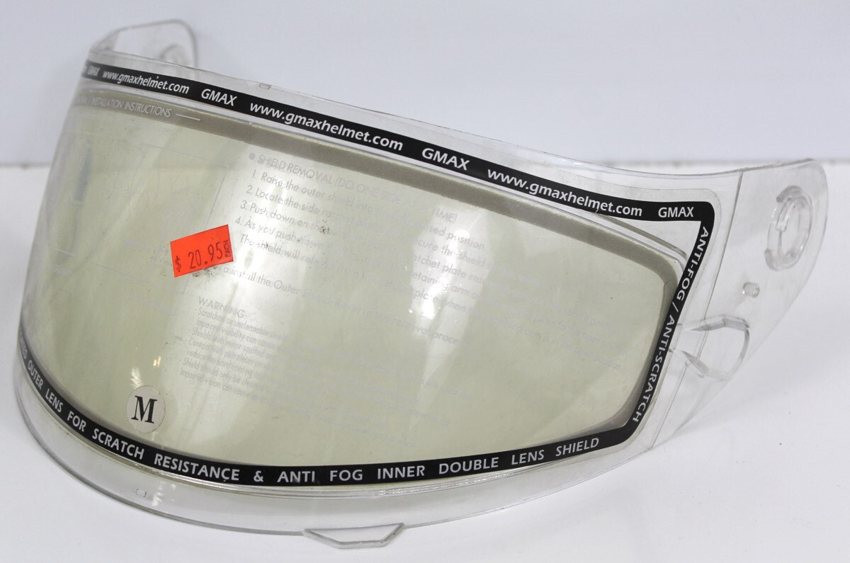 GMAX FF8 Replacement Dual Lens Motorcycle Helmet Shield, Size Medium, Clear New