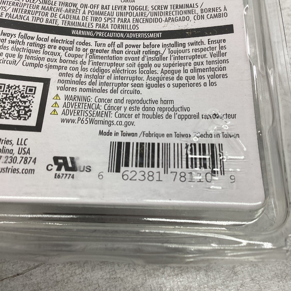 NSI Toggle Switch 78110TS 0.5"