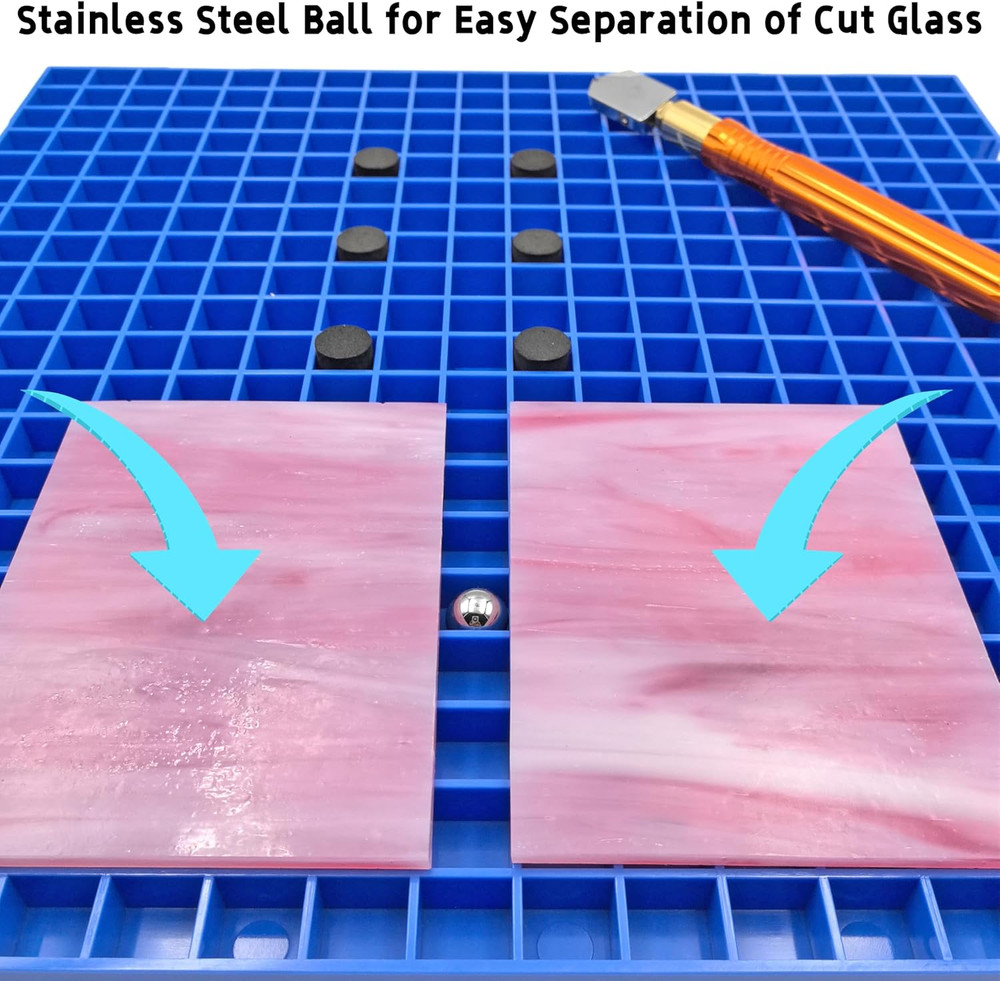 Stained Glass Cutting Mat, Solid Bottom Plastic Grid, Blue, 1 Pack