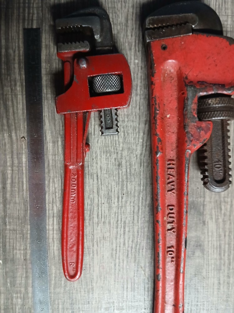 Adjustable pipe wrenches x 3, 14",10"8"