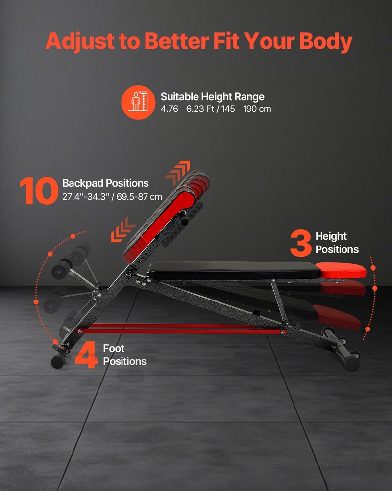 VEVOR Roman Chair Back Extension Hyperextension Bench Multi-Function Adjustable