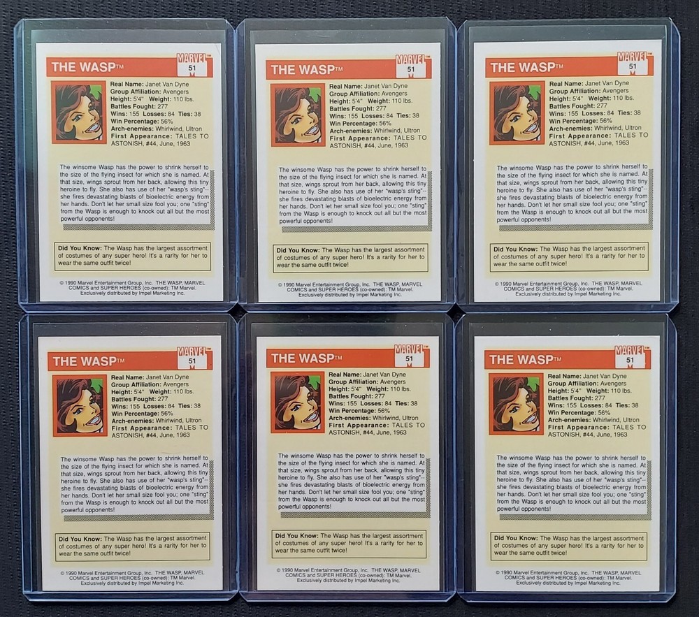 1990 Marvel Impel Wasp Card Lot 💎