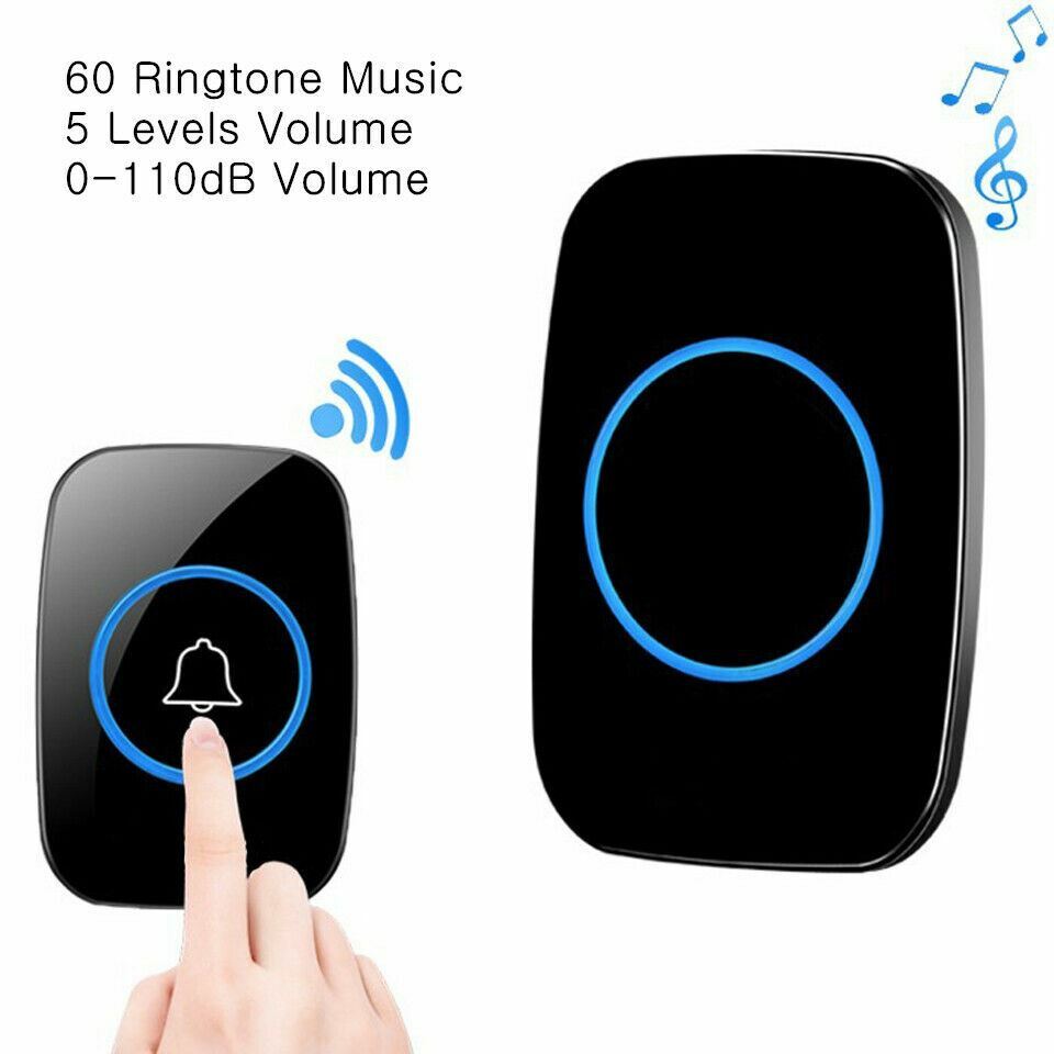 Waterproof Wireless Doorbell Adjustable Volume 1000FT Plugin Receiver 38 Chime